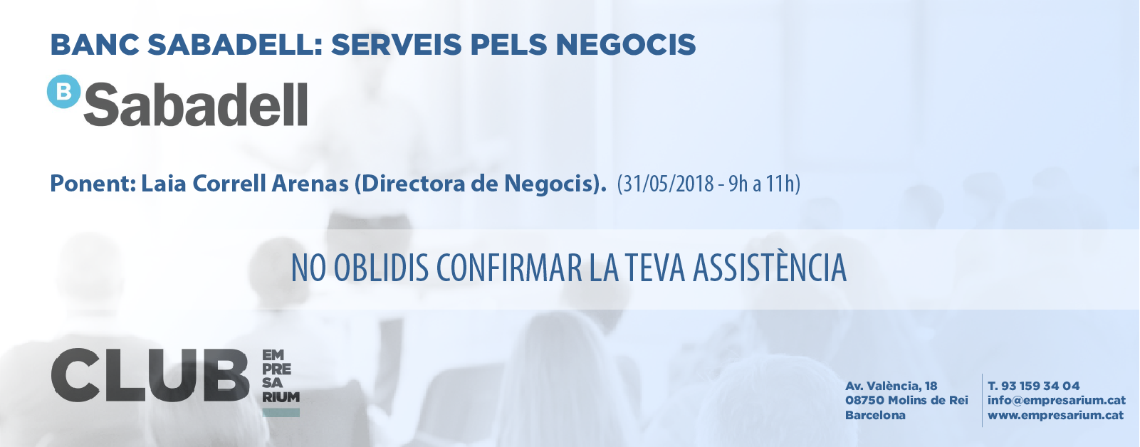 CLUB EMPRESARIUM Propera Sessió El 31 De Maig De 9 A 11h